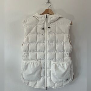 Bogner White Duck Down Filled Hooded Quilted‎ Full-Zip Puffer Vest Size 8